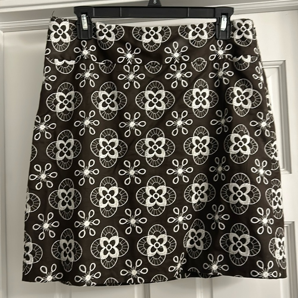 Loft brown/white vintage straight skirt 2000s Sz 6